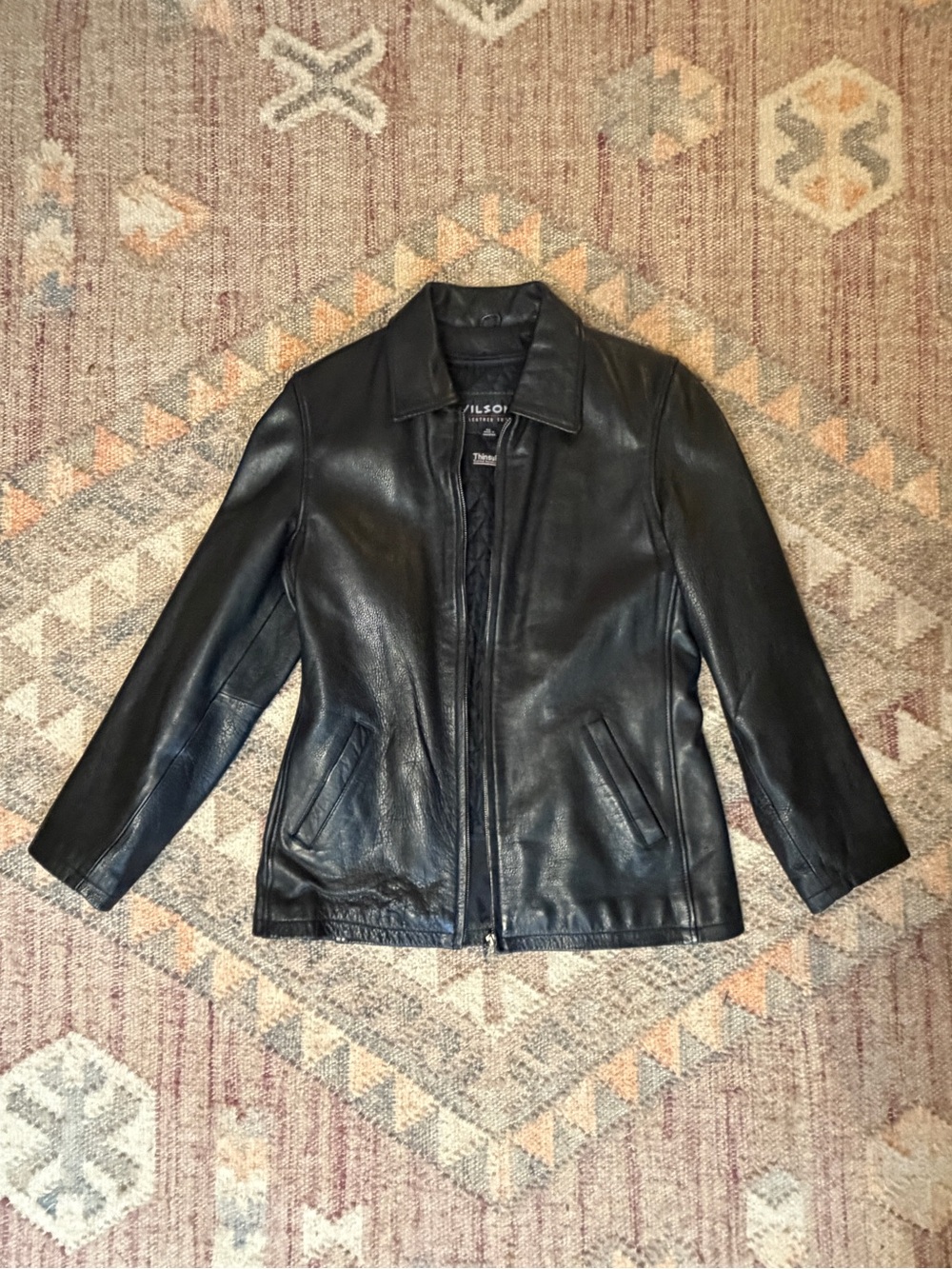 Wilson Black Leather Zip-Front Women's Jacket